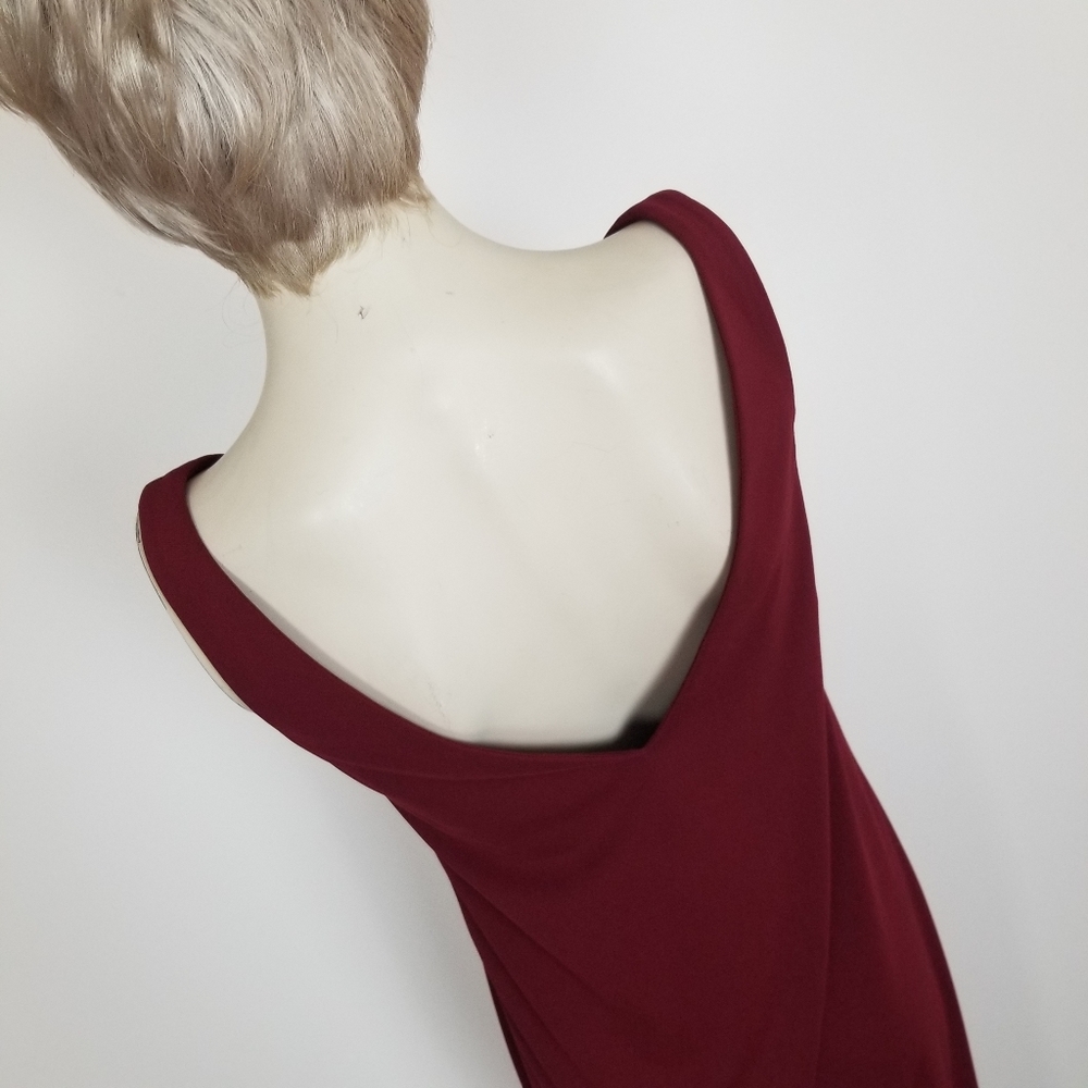 Vintage BCBG maxazria v neck dark red maxi dress 90s Y2K Grunge Whimsigoth - Picture 8 of 10
